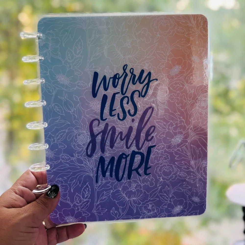 Happy planner classic size cover set worry less smile more Floral rainbow